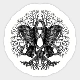 Tree of life -Yggdrasil with ravens Sticker